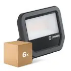 Flerpack 6x Ledvance LED Strålkastare Aluminium Svart 17W 2200lm 100D - 830 Varm Vit | IP66 - Symmetrisk